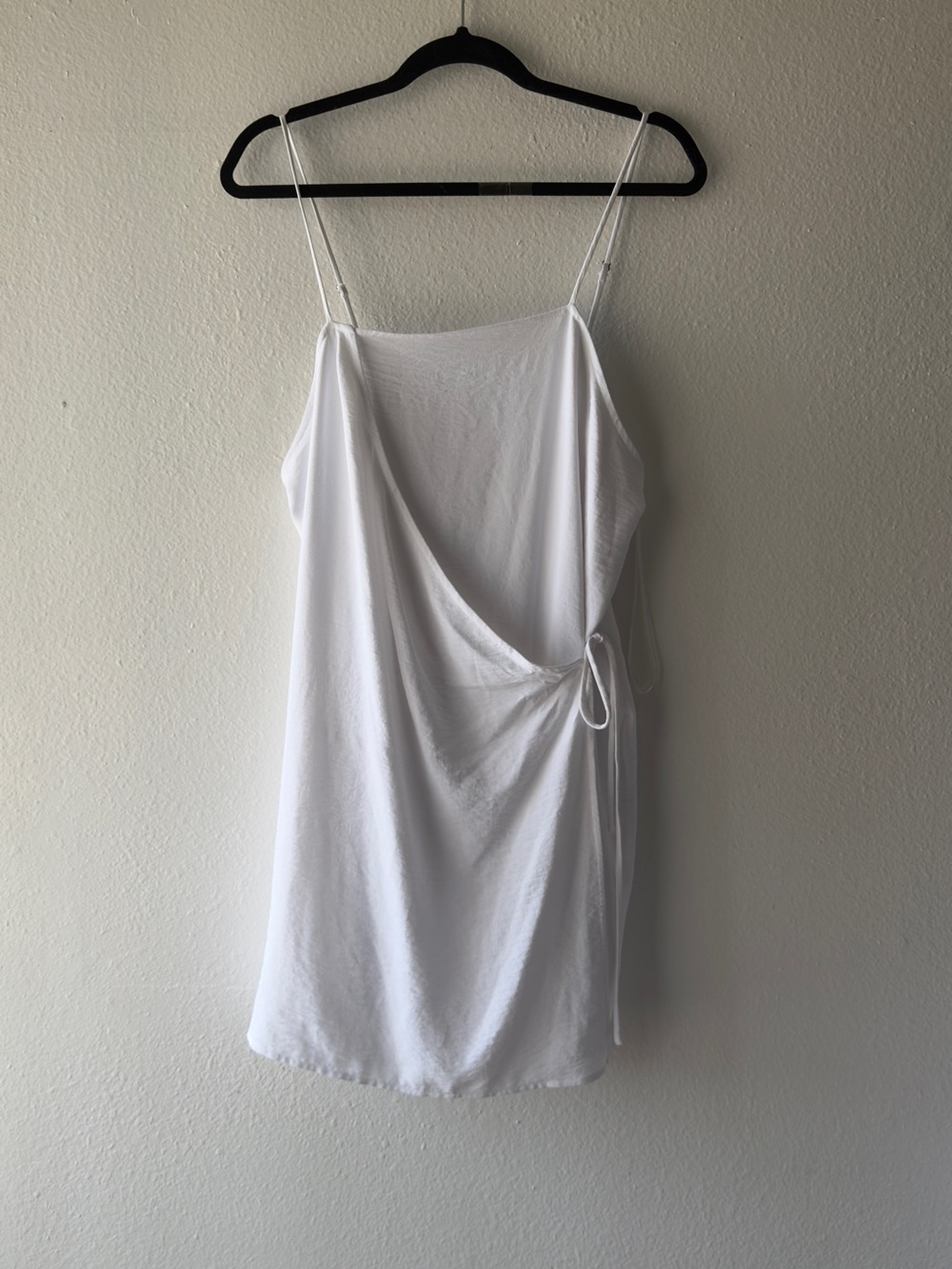 bp White Wrap Mini Dress with Spaghetti Straps